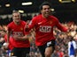 Carlos Tevez of Manchester United celebrates scoring an equalising goal during the Barclays Premier League match between Blackburn Rovers and Manchester United at Ewood Park on April 19, 2008