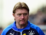 Rangers manager Stuart McCall reacts during the Scottish Championship match between Hibernian and Rangers at Easter Road on March 22, 2015