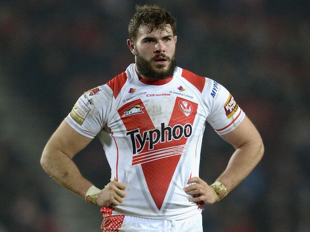 Alex Walmsley of St Helens during the First Utility Super League match between St Helens and Warrington Wolves at Langtree Park on March 19, 2015