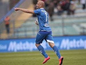 Massimo Maccarone of Empoli FC celebrates after scoring a goal during the Serie A match between Empoli FC and Parma FC at Stadio Carlo Castellani on April 19, 2015