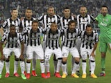 Juventus FC team line up before the UEFA Champions League Quarter Final First Leg match between Juventus and AS Monaco FC at Juventus Arena on April 14, 2015