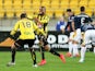 Kenny Cunningham of the Phoenix celebrates his goal with teammate Ben Sigmund during the round 26 A-League match between the Wellington Phoenix and the Central Coast Mariners at Westpac Stadium on April 17, 2015