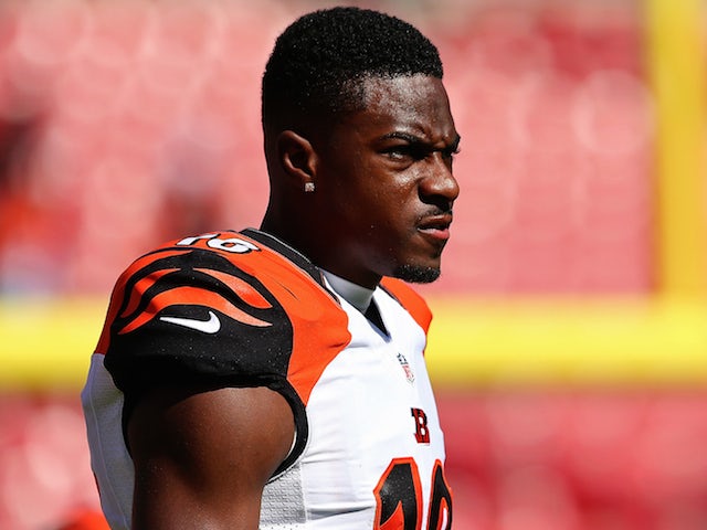 A.J. Green #18 of the Cincinnati Bengals warms up during a game against the Tampa Bay Buccaneers at Raymond James Stadium on November 30, 2014