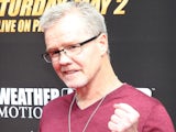 Trainer Freddie Roach poses for the media as he arrives for the Floyd Mayweather v Manny Pacquiao Press Conference on March 11, 2015