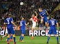 Juventus' defender from Switzerland Stephan Lichtsteiner and Monaco's French defender Layvin Kurzawa go for a header during the UEFA Champions League quarter final second leg football match AS Monaco vs Juventus FC on April 22, 2015