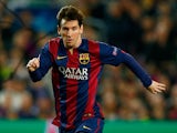Lionel Messi runs with the ball during Barcelona's Champions League quarter-final clash with Paris Saint-Germain