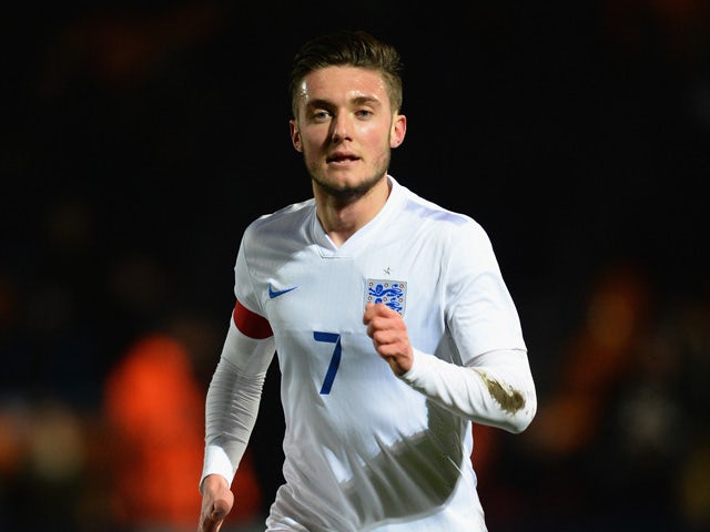 Matty Grimes of England in action during the U20 International Friendly match between England and Mexico at The Hive on March 25, 2015