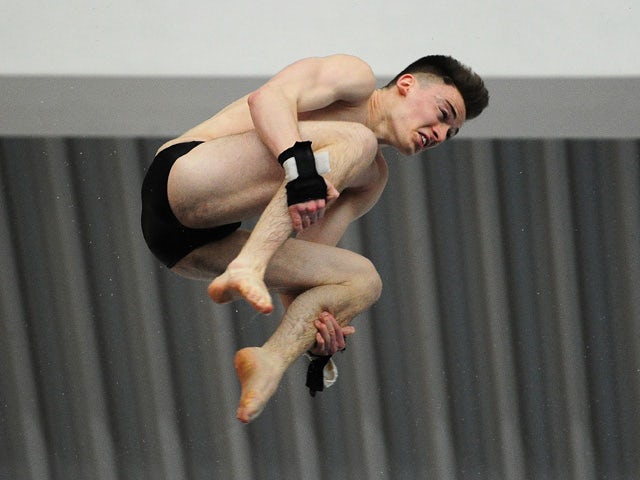 Matty Lee of City of Leeds Diving Club competes in the Mens Platform Final during Day Three of the British Gas Diving Championships at the Life Centre on February 22, 2015