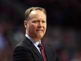 Head coach Mike Budenholzer of the Atlanta Hawks watches as his team takes on the Chicago Bulls at the United Center on April 15, 2015 