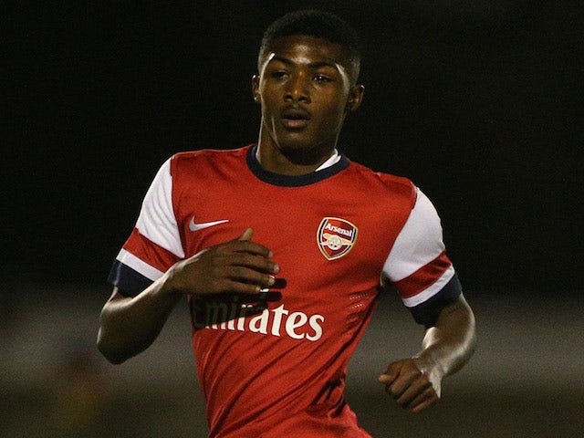 Ainsley Maitland-Niles of Arsenal during the UEFA Youth League match between Arsenal U19 and Borussia Dortmund U19 at Meadow Park on October 23, 2013
