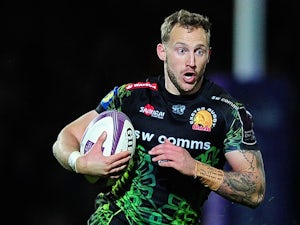 Byron McGuigan of Exeter Chiefs in action during the European Rugby Challenge Cup match between Exeter Chiefs and Newcastle Falcons at Sandy Park on April 4, 2015