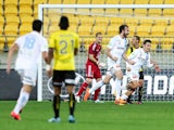 Joshua Kennedy of Melbourne City celebrates his goal during the A-League Elimination match between the Wellington Phoenix and Melbourne City FC at Westpac Stadium on May 3, 2015