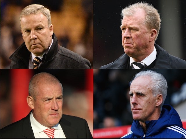 Mosaic of the four Championship managers involved in the playoff race - Mick McCarthy, Kenny Jackett, Mark Warburton and Steve McClaren