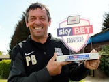Southend United manager Phil Brown with his Manager of the Month award on April on April 30, 2015