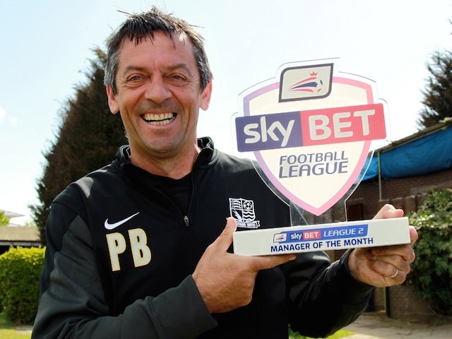 Southend United manager Phil Brown with his Manager of the Month award on April on April 30, 2015