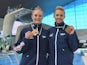 Tonia Couch and Sarah Barrow pose with their bronze medals at the London meet of the World Diving Series on May 1, 2015