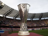 The UEFA Europa League trophy is pictured before the UEFA Europa League semi final first leg football match SSC Napoli vs FK Dnipro Dnipropetrovsk on May 7, 2015
