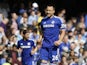 Chelsea captain John Terry celebrates after giving his side the lead against Liverpool at Stamford Bridge on May 10,2015