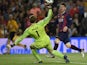 Barcelona's Argentinian forward Lionel Messi (R) scores a goal during the UEFA Champions League football match FC Barcelona vs FC Bayern Muenchen at the Camp Nou stadium in Barcelona on May 6, 2015