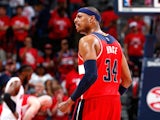 Paul Pierce #34 of the Washington Wizards reacts in the final seconds of their 104-98 win over the Atlanta Hawks during Game One of the Eastern Conference Semifinals of the 2015 NBA Playoffs at Philips Arena on May 3, 2015 