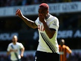 Danny Rose of Spurs celebrates scoring their second goal during the Barclays Premier League match between Tottenham Hotspur and Hull City at White Hart Lane on May 16, 2015