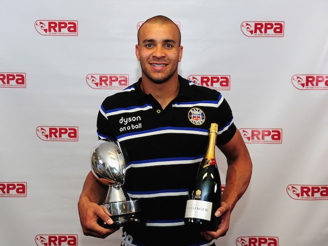 Bath Rugby centre, Jonathan Joseph, with his double at the RPA Players' Awards 2015, having been crowned both the RPA Players' Player of the Year and The England Player of the Year 2015. Photo taken on May 12, 2015