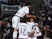 Lyon's French forward Nabil Fekir is congratuled by teamates after scoring during the French L1 football match Olympique Lyonnais against FC Girondins de Bordeaux on May 16, 2015
