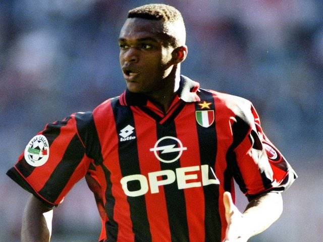 Marcel Desailly of AC Milan in action during a Series A match against Verona on September 2, 1996