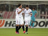 Daniel Carrico #6 of FC Sevilla celebrates after scoring a goal during the UEFA Europa League Semi Final match between ACF Fiorentina and FC Sevilla on May 14, 2015