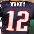 New England Patriots' Twitter avatar, displaying Tom Brady's #12 jersey. Taken from Twitter on May 12, 2015
