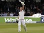 Englands Ben Stokes celebrates reaching his century during play on the fourth day of the first cricket Test match between England and New Zealand at Lord's cricket ground in London on May 24, 2015