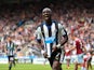 Moussa Sissoko of Newcastle United celebrates scoring his team's first goal during the Barclays Premier League match between Newcastle United and West Ham United at St James' Park on May 24, 2015