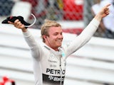 Nico Rosberg of Germany and Mercedes GP celebrates in parc ferme after winning the Monaco Formula One Grand Prix at Circuit de Monaco on May 24, 2015