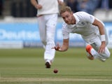 England's Stuart Broad in action on the second day of the First Test with New Zealand on May 22, 2015