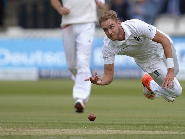 England's Stuart Broad in action on the second day of the First Test with New Zealand on May 22, 2015