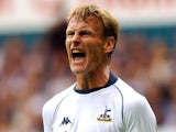 Teddy Sheringham of Tottenham Hotspur in action during the FA Barclaycard Premiership match between Tottenham Hotspur and West Ham United played at White Hart Lane in London, England on September 15, 2002