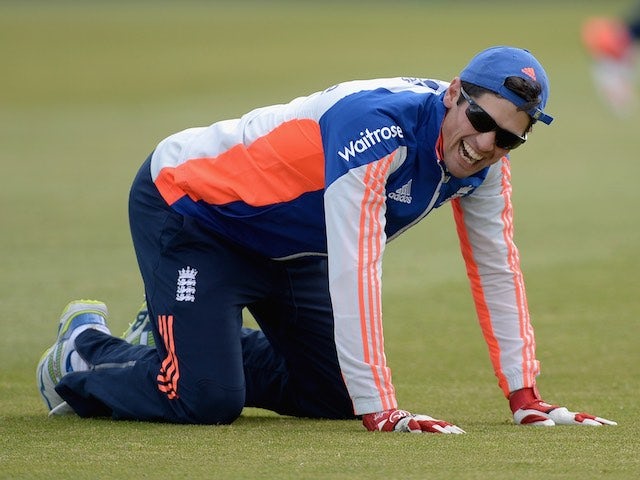 England captain Alastair Cook larking about during a nets session on May 28, 2015