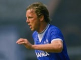 Andy King of Everton in action during a league division one match at Goodison Park on January 1, 1984