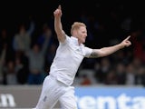 Ben 'Mr' Stokes celebrates dismissing New Zealand's Brendon McCullum during day five of the First Test on May 25, 2015