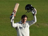 BJ Watling of New Zealand celebrates scoring a century during day three of the 2nd Investec Test Match between England and New Zealand at Headingley on May 31, 2015
