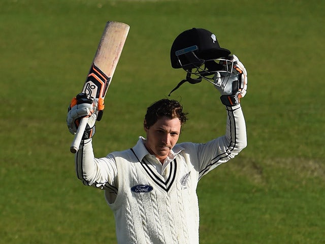 BJ Watling of New Zealand celebrates scoring a century during day three of the 2nd Investec Test Match between England and New Zealand at Headingley on May 31, 2015
