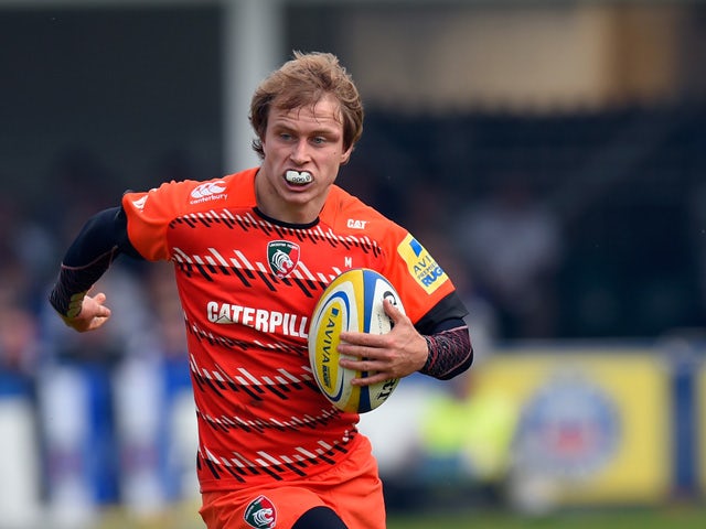 Tigers player Matthew Tait in action during the Aviva Premiership semi final match between Bath Rugby and Leicester Tigers at Recreation Ground on May 23, 2015