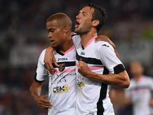 Franco Vazquez of Palermo celebrates after scoring a penalty (0-1) during the Serie A match between AS Roma and US Citta di Palermo at Stadio Olimpico on May 31, 2015