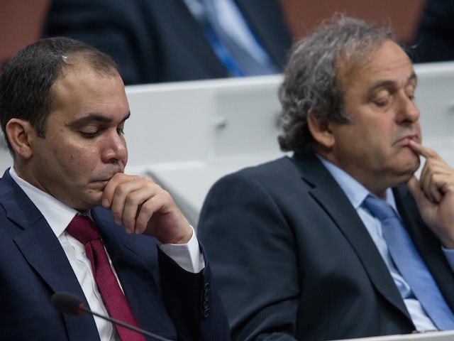 Prince Ali and Michel Platini look bored during the 65th FIFA Congress on May 29, 2015