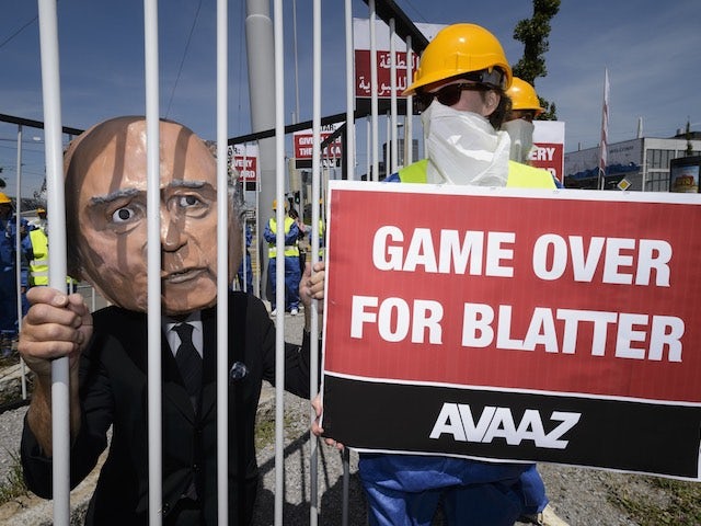 A concerned Sepp Blatter is jailed during the 65th FIFA Congress on May 29, 2015