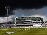 Storm clouds gather at Headingley on day one of the Second Test between England and New Zealand on May 29, 2015