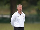 England head coach Stuart Lancaster looks on during a training session on May 29, 2015