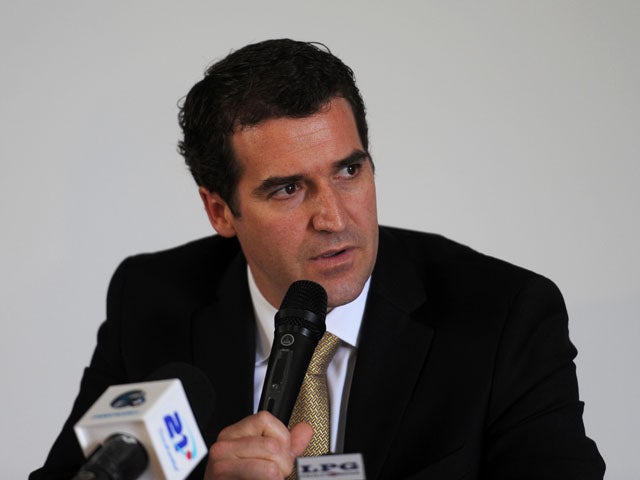 The secretary general of the Confederation of North, Central American and Caribbean Association Football (CONCACAF), Colombian Enrique Sanz, speaks during a press conference at the FESFUT headquarters in San Salvador, on September 16, 2013
