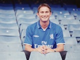 Frank Lampard of Chelsea poses for the cameras in his new surroundings during the press conference to announce his transfer to Chelsea held at Stamford Bridge on June 14, 2001