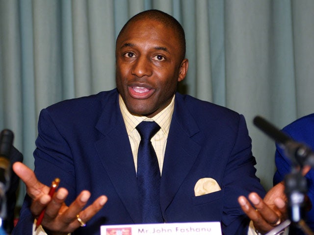 Portrait of John Fashanu during a press conference to announce his company Winners World Wide were close to taking control of Northampton Town football club held at the Sixfields Stadium on January 9, 2002